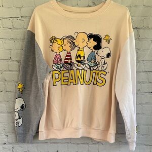 Peanuts Sweatshirt - Peach Body with Gray & White Sleeves